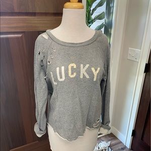 Lucky Brand Distressed Sweatshirt Size Small
